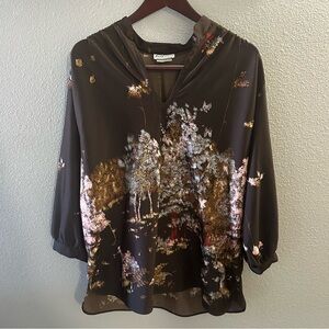 Vintage Lady Winn By TEDDI California Women’s Blouse Tree Scenery